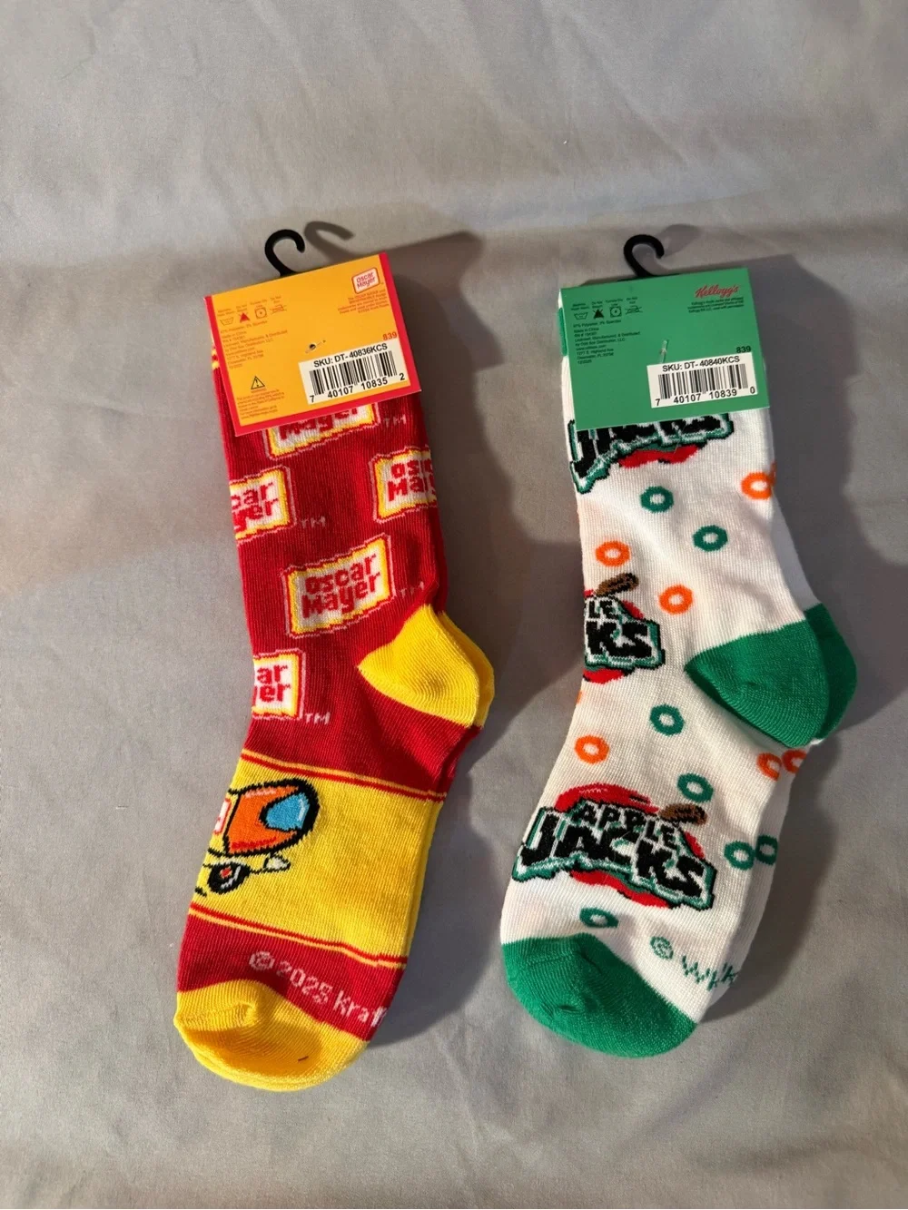 Oscar Mayer and Apple Jacks Fun Crew Socks - Branded Kid’s Socks Ages 7-10